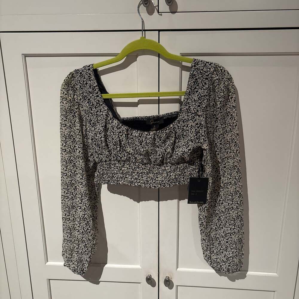 Japna Floral Print Ruched Smocked Crop Top